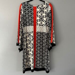 SOHO Apparel Ltd Belle Sleeve Boho Shift Dress | Black‎ Red Cream